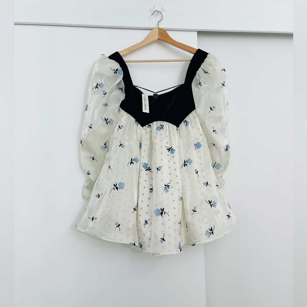 NWT For Love And Lemons Marcella Mini Dress Velvet Florals Size Small